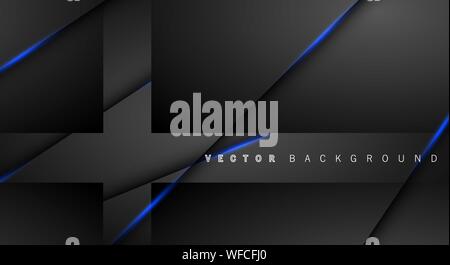 Blue light line shadow dark grey luxury background Stock Vector
