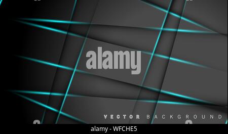 Blue light line shadow dark grey luxury background Stock Vector