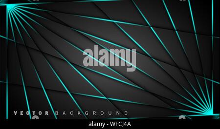 Blue light line shadow dark grey luxury background Stock Vector