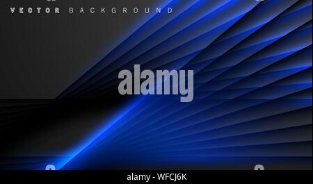 Blue light line shadow dark grey luxury background Stock Vector