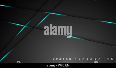 Blue light line shadow dark grey luxury background Stock Vector