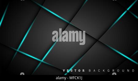Blue light line shadow dark grey luxury background Stock Vector