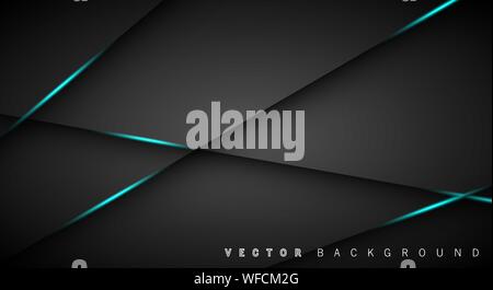 Blue light line shadow dark grey luxury background Stock Vector