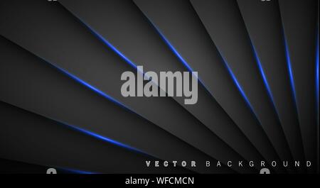 Blue light line shadow dark grey luxury background Stock Vector