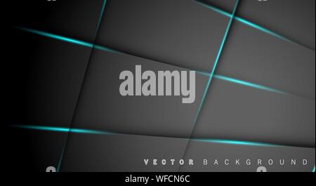 Blue light line shadow dark grey luxury background Stock Vector