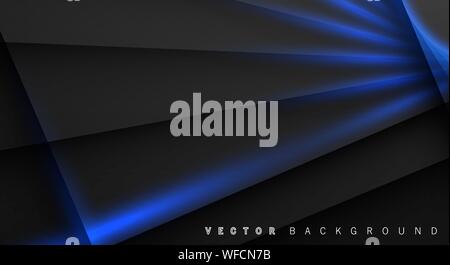 Blue light line shadow dark grey luxury background Stock Vector