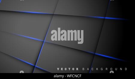 Blue light line shadow dark grey luxury background Stock Vector
