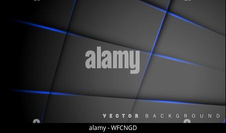 Blue light line shadow dark grey luxury background Stock Vector