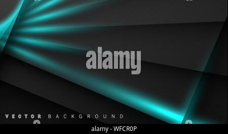 Blue light line shadow dark grey luxury background Stock Vector