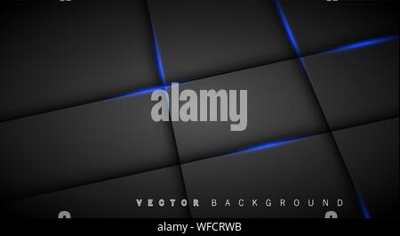 Blue light line shadow dark grey luxury background Stock Vector