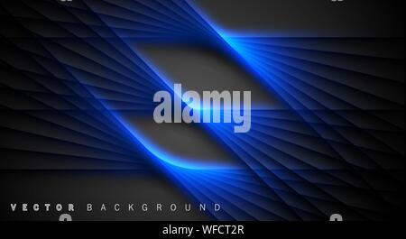 Blue light line shadow dark grey luxury background Stock Vector