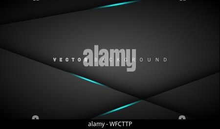 Blue light line shadow dark grey luxury background Stock Vector