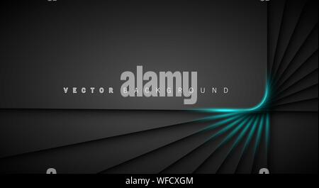 Blue light line shadow dark grey luxury background Stock Vector