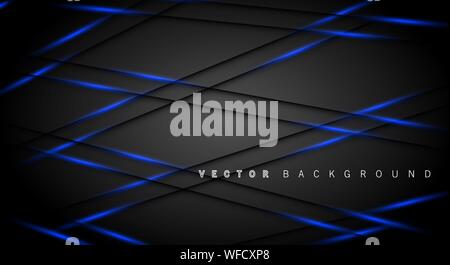 Blue light line shadow dark grey luxury background Stock Vector