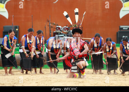 Rengam tribes perming in Hornbill Festival, Nagaland Stock Photo