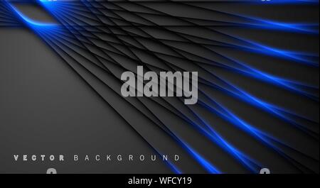 Blue light line shadow dark grey luxury background Stock Vector