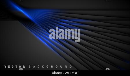 Blue light line shadow dark grey luxury background Stock Vector