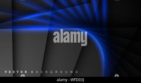 Blue light line shadow dark grey luxury background Stock Vector