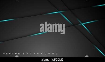 Blue light line shadow dark grey luxury background Stock Vector