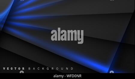 Blue light line shadow dark grey luxury background Stock Vector