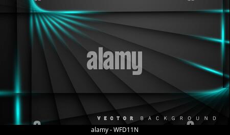 Blue light line shadow dark grey luxury background Stock Vector