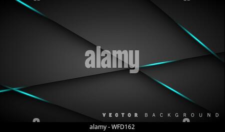 Blue light line shadow dark grey luxury background Stock Vector