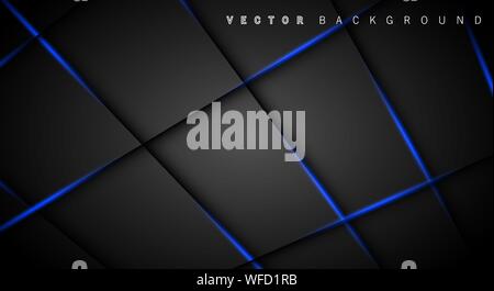 Blue light line shadow dark grey luxury background Stock Vector