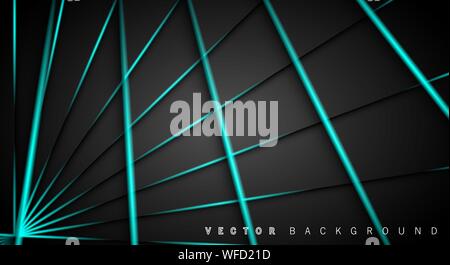 Blue light line shadow dark grey luxury background Stock Vector