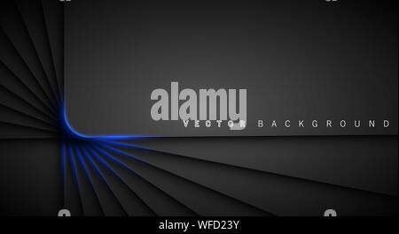 Blue light line shadow dark grey luxury background Stock Vector