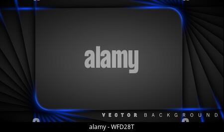 Blue light line shadow dark grey luxury background Stock Vector