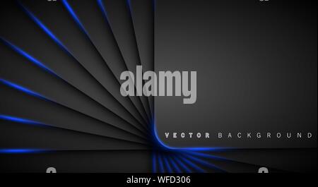 Blue light line shadow dark grey luxury background Stock Vector