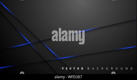 Blue light line shadow dark grey luxury background Stock Vector