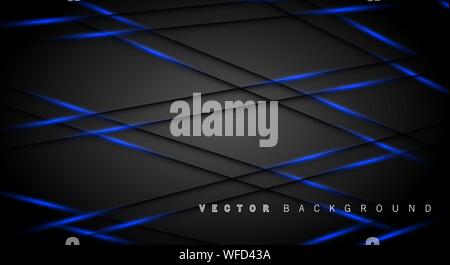 Blue light line shadow dark grey luxury background Stock Vector
