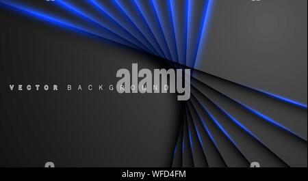 Blue light line shadow dark grey luxury background Stock Vector