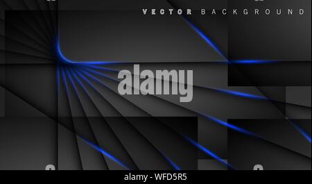 Blue light line shadow dark grey luxury background Stock Vector