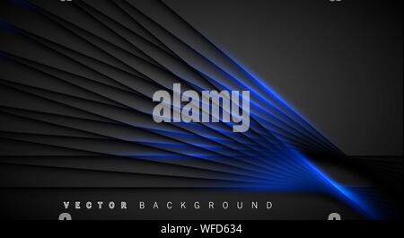 Blue light line shadow dark grey luxury background Stock Vector