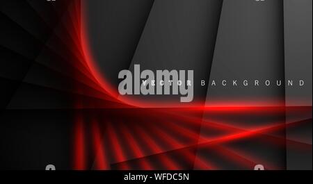 Red light line shadow dark grey luxury background Stock Vector