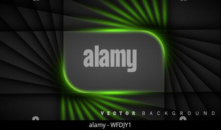 Green light line shadow dark grey luxury background Stock Vector