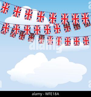 Union Jack bunting on cloud background with space for your text. EPS10 vector format Stock Vector