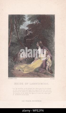 Book plate / print of 'The Bride of Lammermoor' ca. 1830. by Sir Walter Scott. Stock Photo