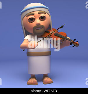 Cartoon Holy Jesus Christ playing a violin, 3d illustration render Stock Photo