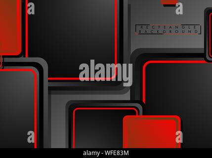 Black and red neon squares abstract hi-tech background. Vector geometric design Stock Vector