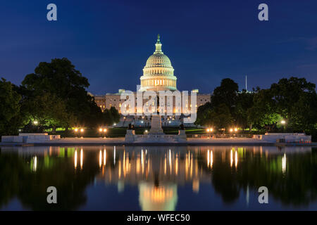 United States Capitol Building at night Stock Photo