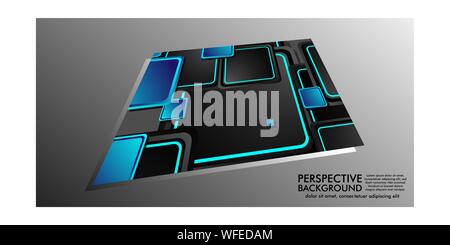 ABSTRACT BACKGROUND OF RECTANGLE PERSPECTIVE WITH BLUE COLOR Stock Vector