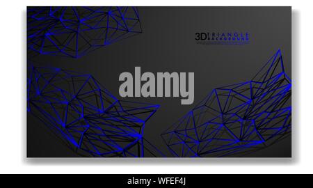 3D TRIANGLE LINE BACKGROUND . GRADIENT BLACK BLUE Stock Vector