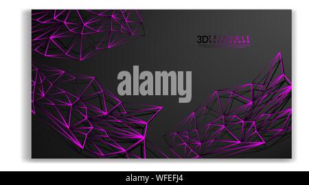 3D TRIANGLE LINE BACKGROUND . GRADIENT BLACK PINK Stock Vector
