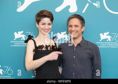 Mariana Di Girolamo and Gael Garcia Bernal pose at the photo call of 'EMA' during the 76th Venice Film Festival at Palazzo del Casino on the Lido in Venice, Italy, on 31 August 2019. | usage worldwide