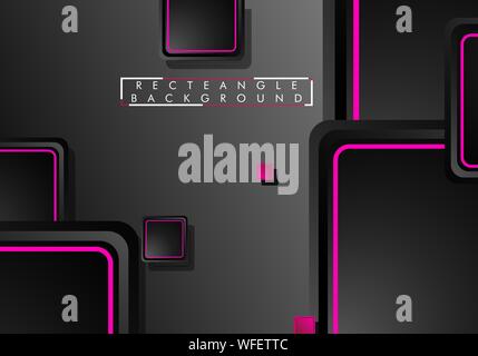 Black and pink neon squares abstract hi-tech background. Vector geometric design Stock Vector