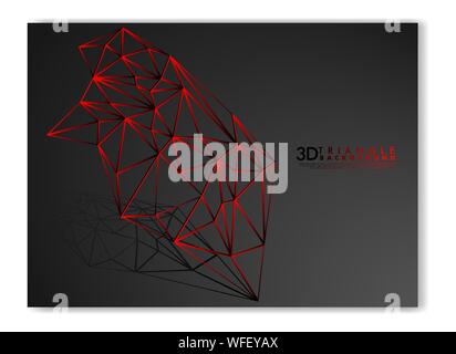 3D TRIANGLE LINE BACKGROUND . GRADIENT BLACK RED Stock Vector