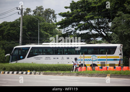 Chiangmai, Thailand - August 22 2019: Scania 15 Meter Bus of Sombattour company. Route Bangkok and Chiangmai. Photo at road no.121 Chiangmai, thailand Stock Photo